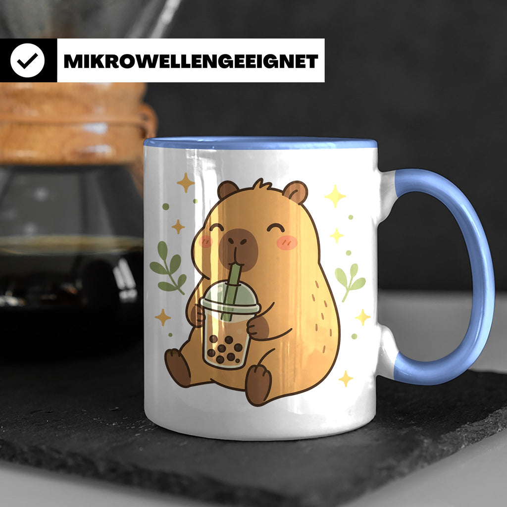 Capybara Tasse Boba Drink - Süßes Geschenk für Capybara Lieb – Blau [farbe:blau]