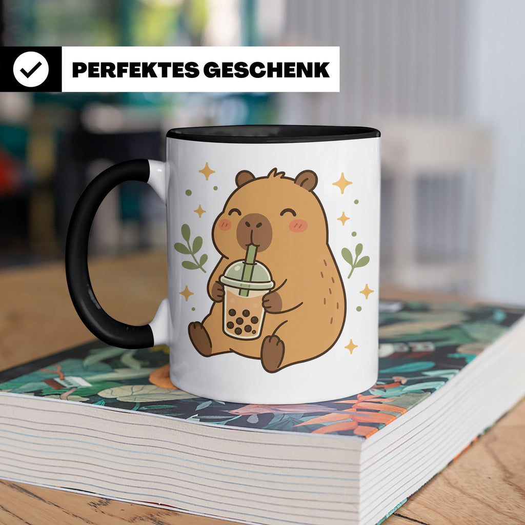 Capybara Tasse Boba Drink - Süßes Geschenk für Capybara Lieb – Schwarz [farbe:schwarz]