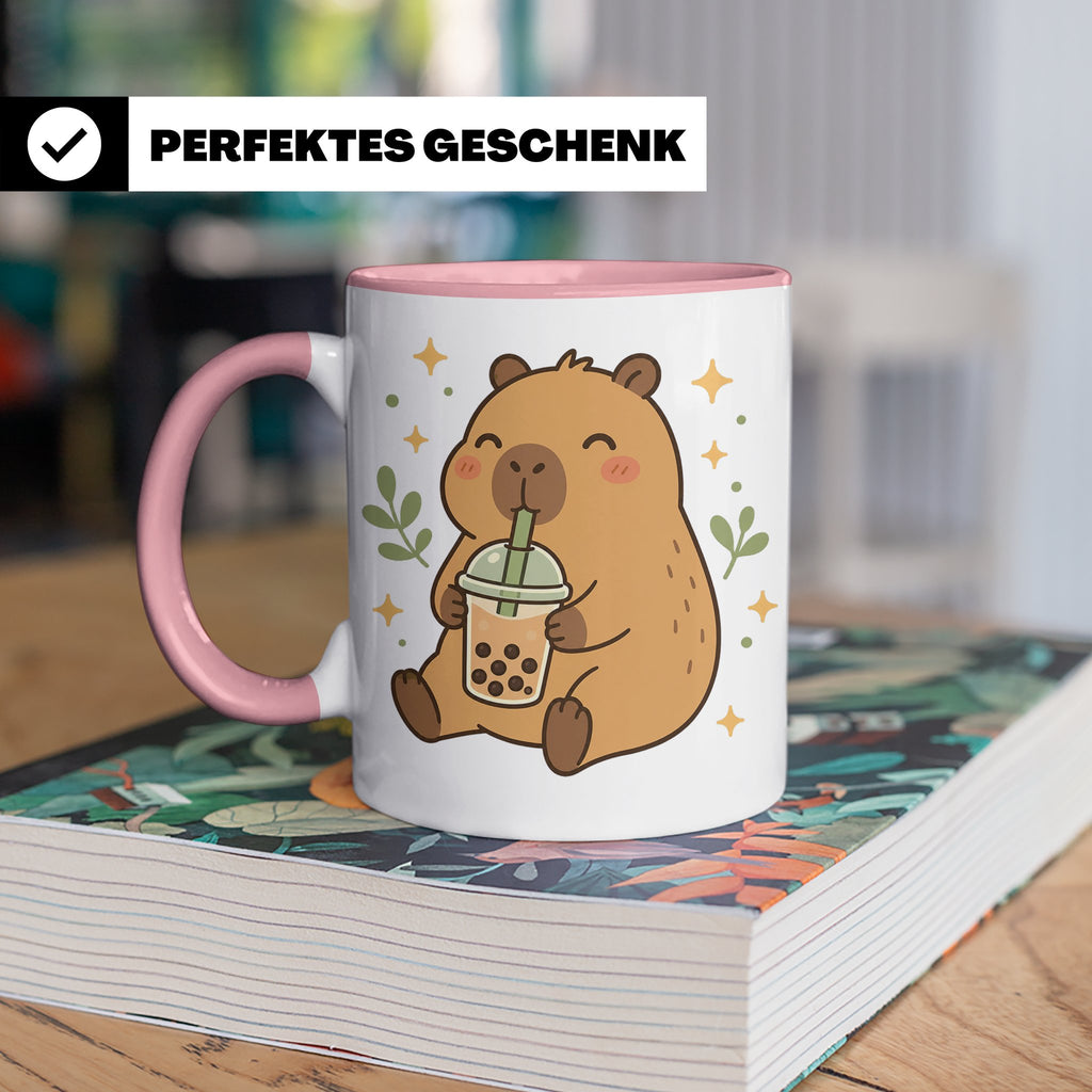 Capybara Tasse Boba Drink - Süßes Geschenk für Capybara Lieb – Rosa [farbe:rosa]