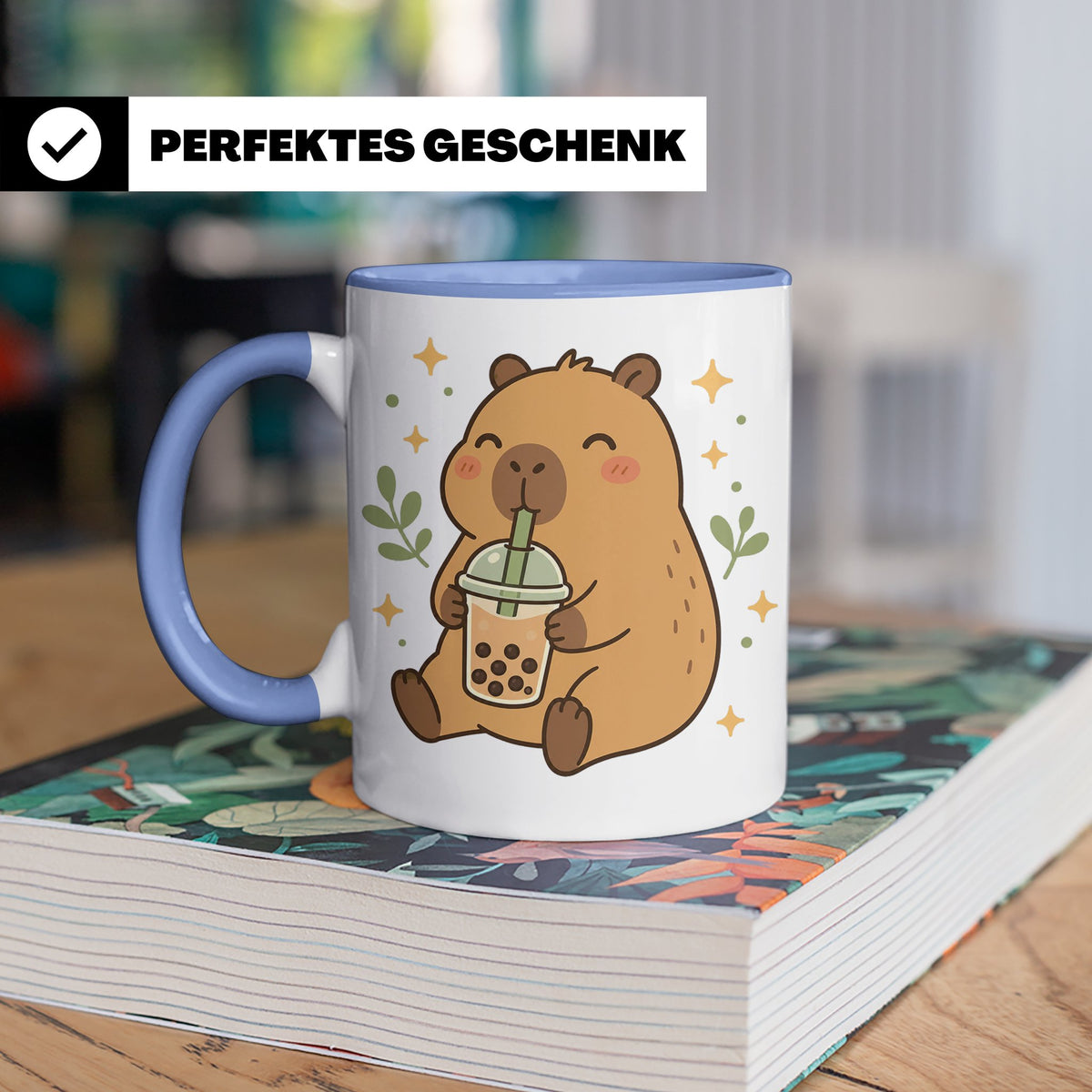 Capybara Tasse Boba Drink - Süßes Geschenk für Capybara Lieb – Blau [farbe:blau]