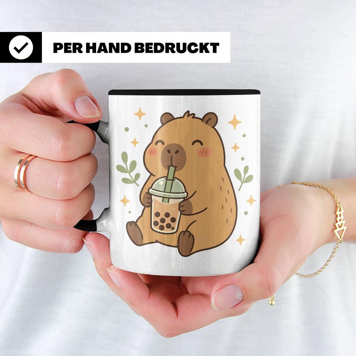 Capybara Tasse Boba Drink - Süßes Geschenk für Capybara Lieb – Schwarz [farbe:schwarz]