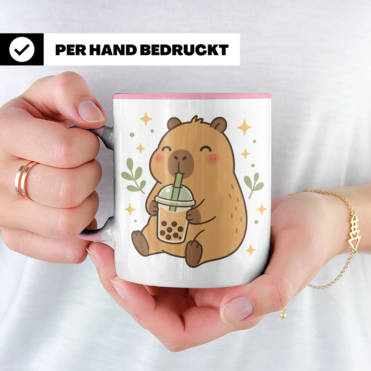 Capybara Tasse Boba Drink - Süßes Geschenk für Capybara Lieb – Rosa [farbe:rosa]