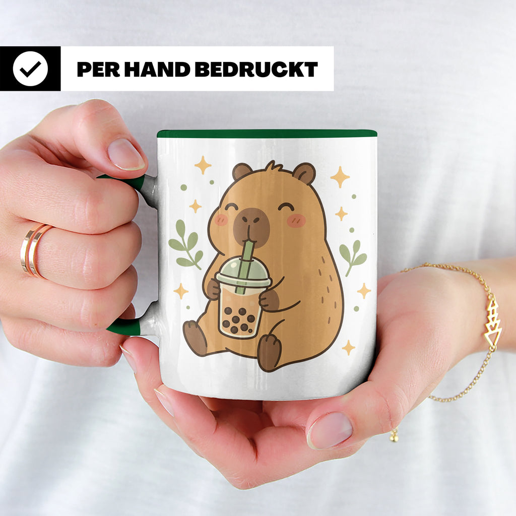 Capybara Tasse Boba Drink - Süßes Geschenk für Capybara Lieb – Grün [farbe:grün]