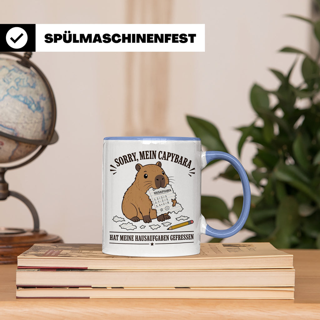 Capybara Tasse Sorry mein Capybara hat meine Hausaufgaben ge – Blau [farbe:blau]