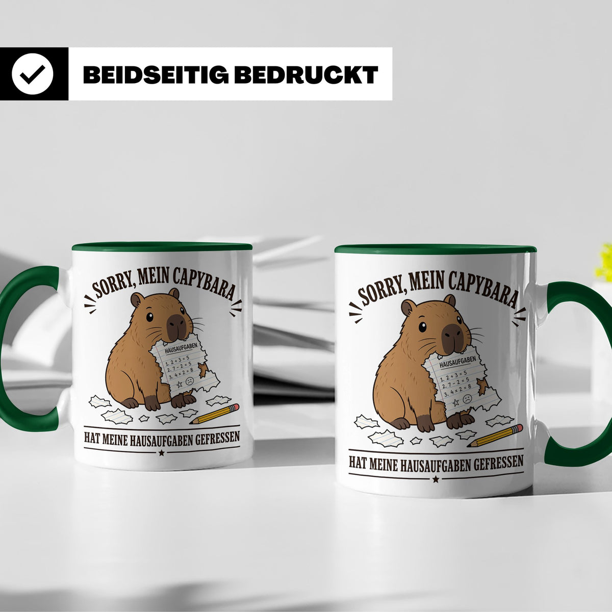 Capybara Tasse Sorry mein Capybara hat meine Hausaufgaben ge – Grün [farbe:grün]
