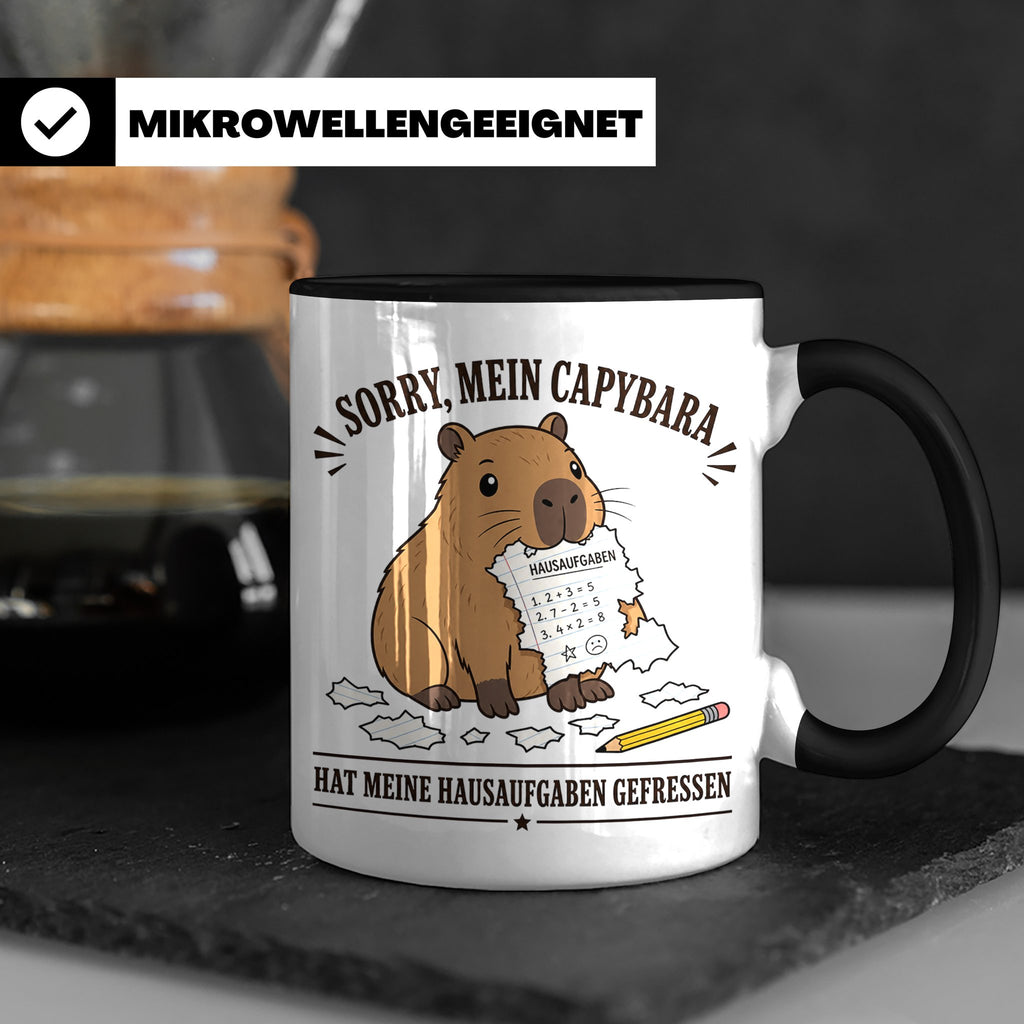 Capybara Tasse Sorry mein Capybara hat meine Hausaufgaben ge – Schwarz [farbe:schwarz]