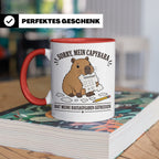Capybara Tasse Sorry mein Capybara hat meine Hausaufgaben ge – Rot [farbe:rot]