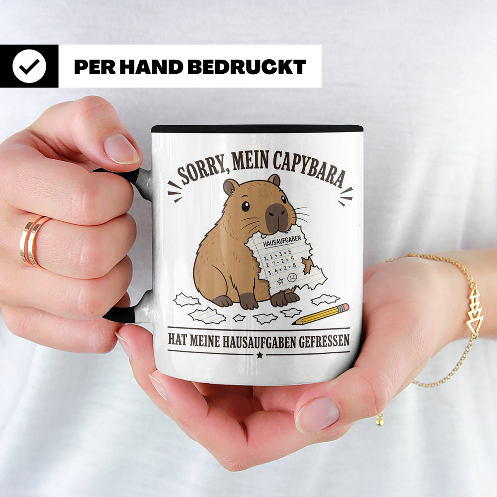 Capybara Tasse Sorry mein Capybara hat meine Hausaufgaben ge – Schwarz [farbe:schwarz]