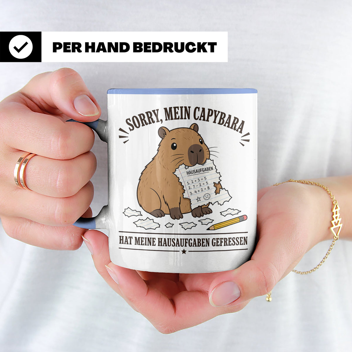 Capybara Tasse Sorry mein Capybara hat meine Hausaufgaben ge – Blau [farbe:blau]