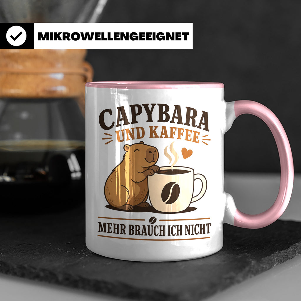 Capybara Tasse Capybara und Kaffee mehr brauch ich nicht - G – Rosa [farbe:rosa]