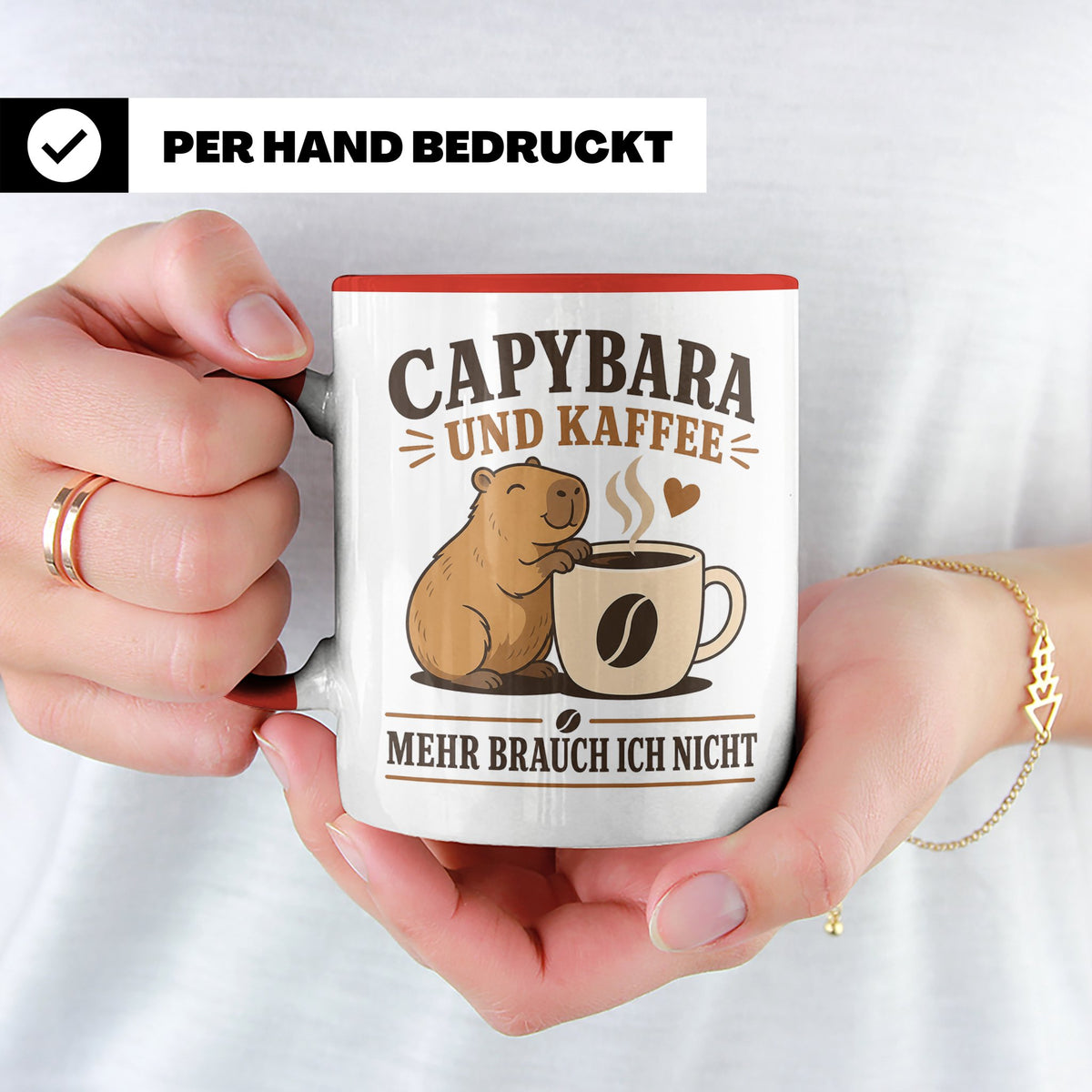 Capybara Tasse Capybara und Kaffee mehr brauch ich nicht - G – Rot [farbe:rot]