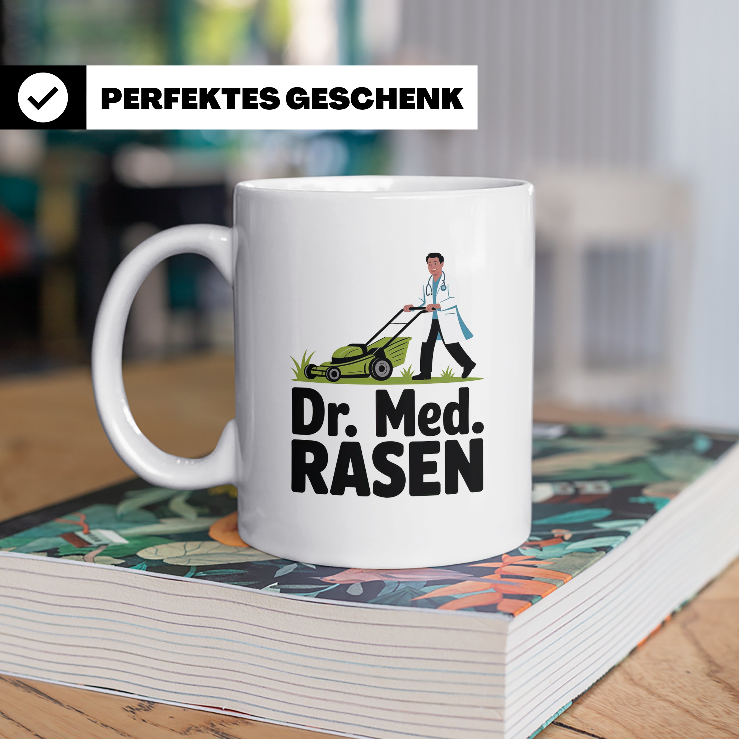 Rasen Tasse - Dr. Med. Rasen - Gartenbau Arzt Design - Rasen – Weiß [farbe:weiß]