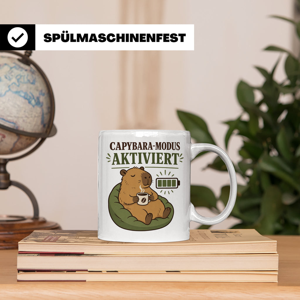 Capybara Tasse Capybara Modus aktiviert - Lustiges Geschenk  – Weiß [farbe:weiß]