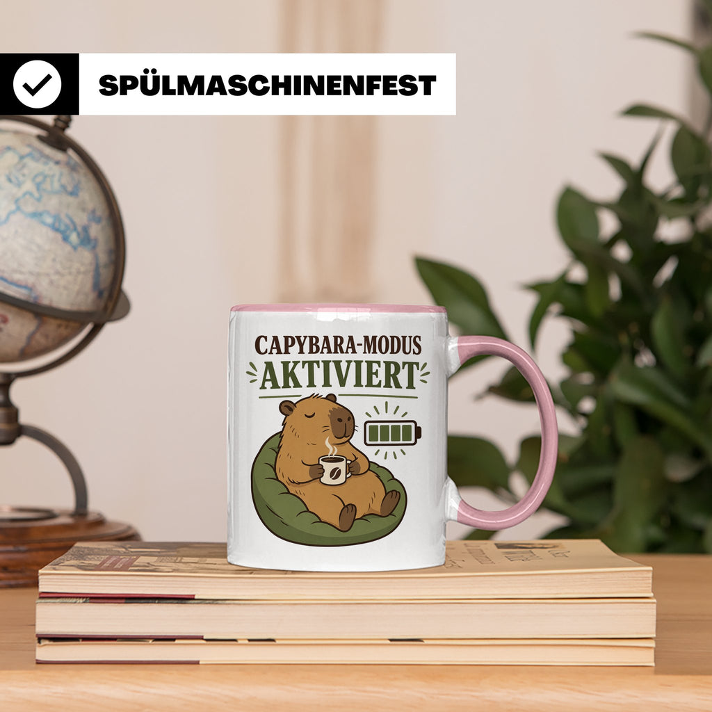 Capybara Tasse Capybara Modus aktiviert - Lustiges Geschenk  – Rosa [farbe:rosa]