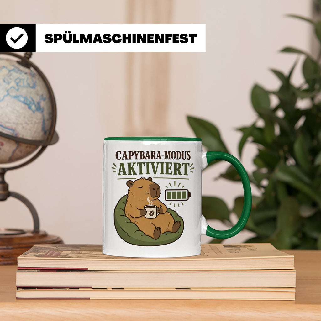 Capybara Tasse Capybara Modus aktiviert - Lustiges Geschenk  – Grün [farbe:grün]