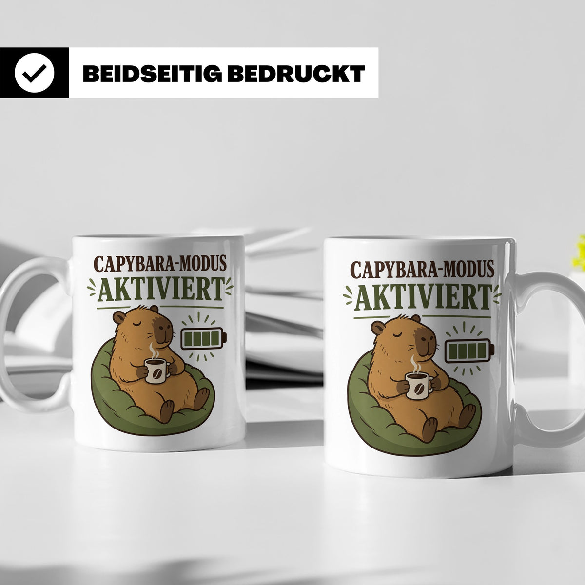 Capybara Tasse Capybara Modus aktiviert - Lustiges Geschenk  – Weiß [farbe:weiß]