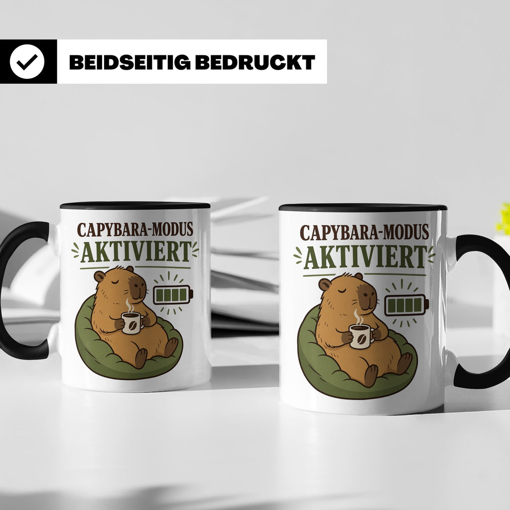 Capybara Tasse Capybara Modus aktiviert - Lustiges Geschenk  – Schwarz [farbe:schwarz]