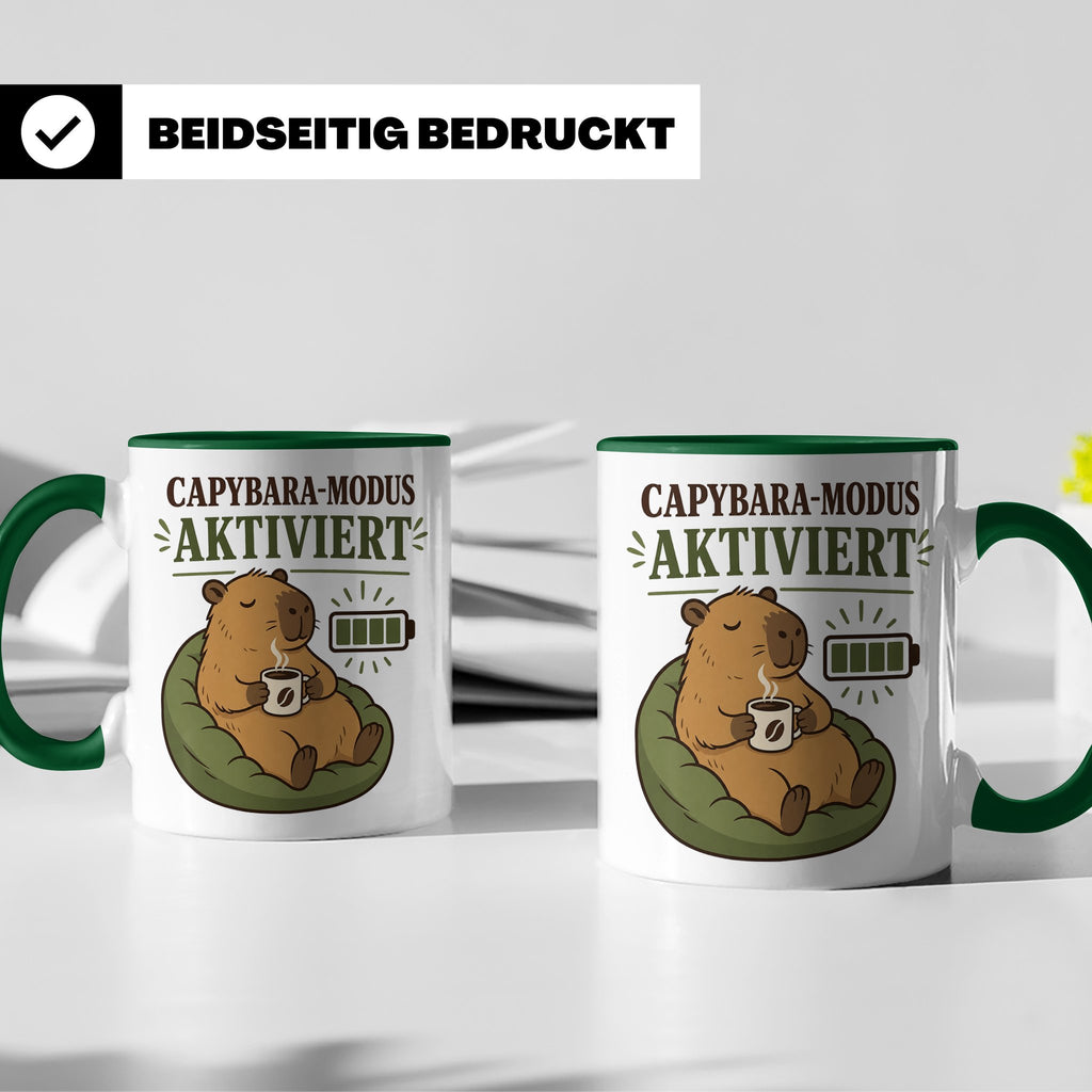 Capybara Tasse Capybara Modus aktiviert - Lustiges Geschenk  – Grün [farbe:grün]