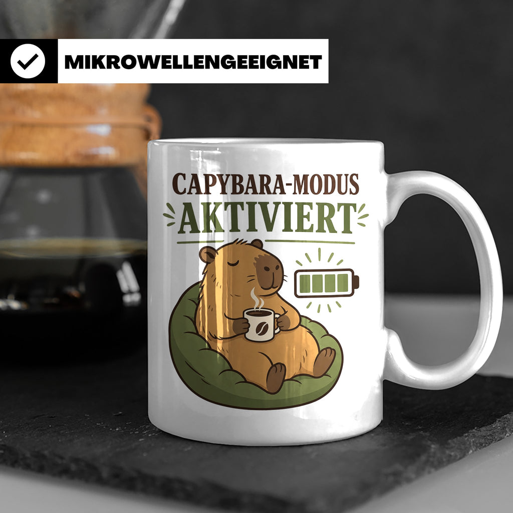 Capybara Tasse Capybara Modus aktiviert - Lustiges Geschenk  – Weiß [farbe:weiß]