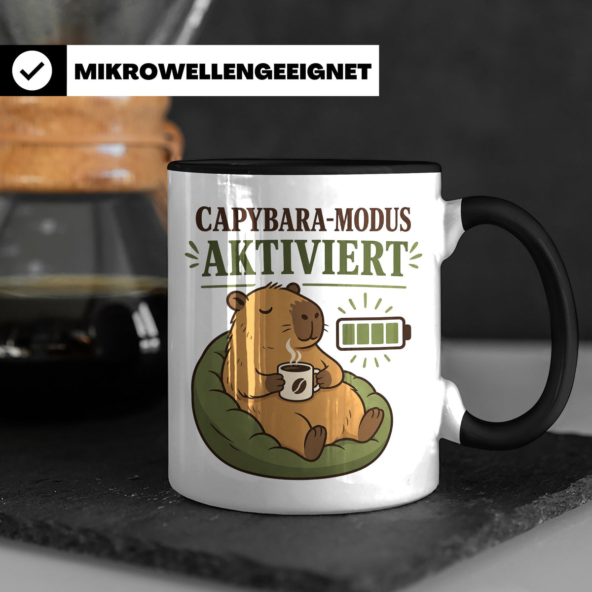 Capybara Tasse Capybara Modus aktiviert - Lustiges Geschenk  – Schwarz [farbe:schwarz]