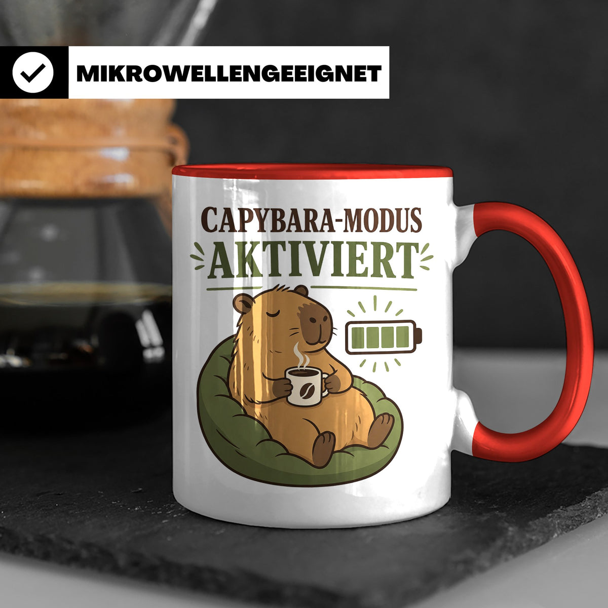 Capybara Tasse Capybara Modus aktiviert - Lustiges Geschenk  – Rot [farbe:rot]