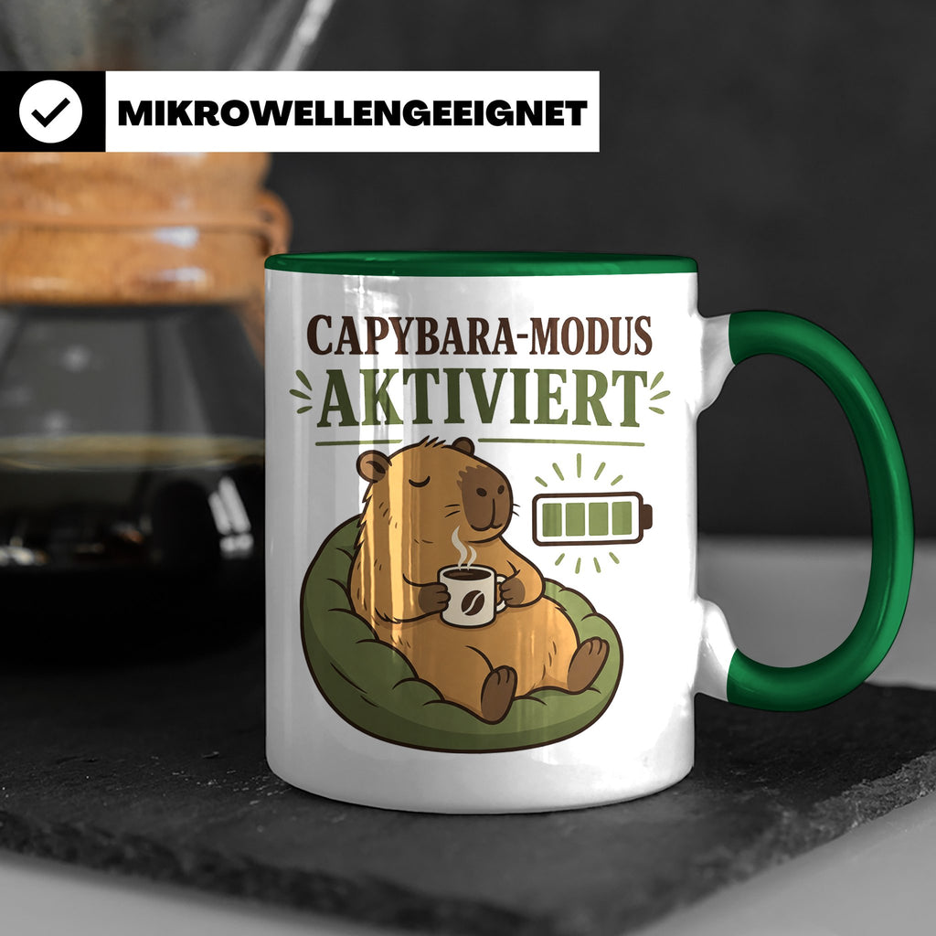 Capybara Tasse Capybara Modus aktiviert - Lustiges Geschenk  – Grün [farbe:grün]