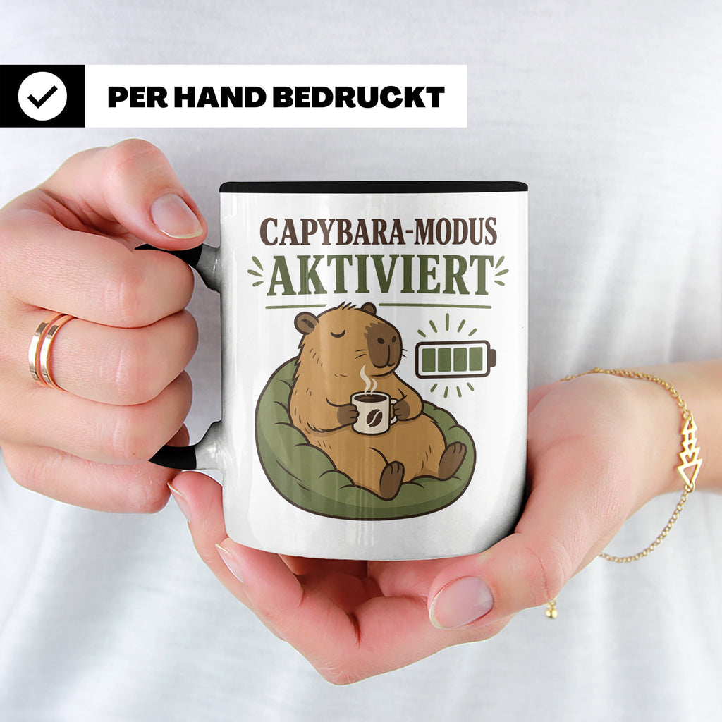 Capybara Tasse Capybara Modus aktiviert - Lustiges Geschenk  – Schwarz [farbe:schwarz]