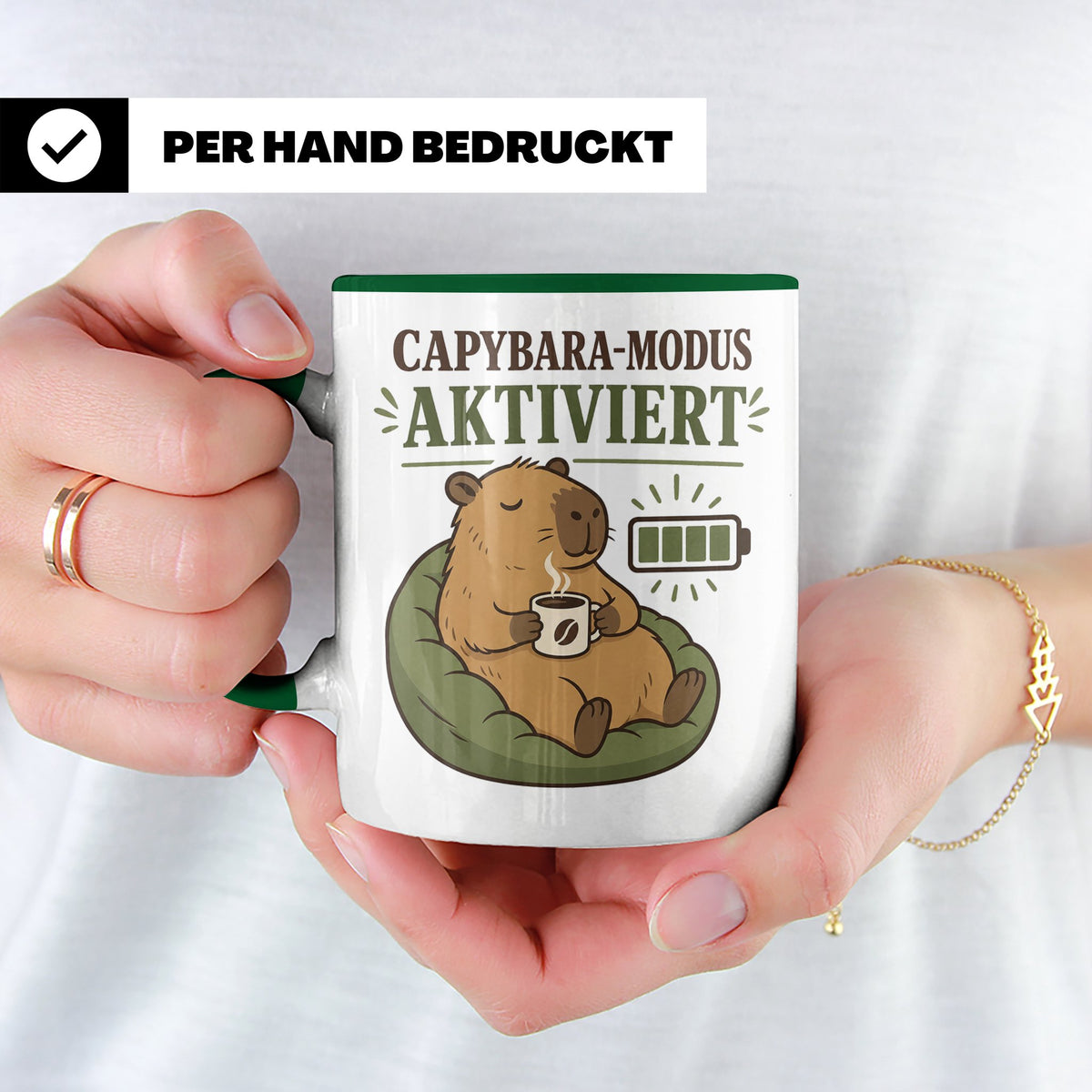 Capybara Tasse Capybara Modus aktiviert - Lustiges Geschenk  – Grün [farbe:grün]