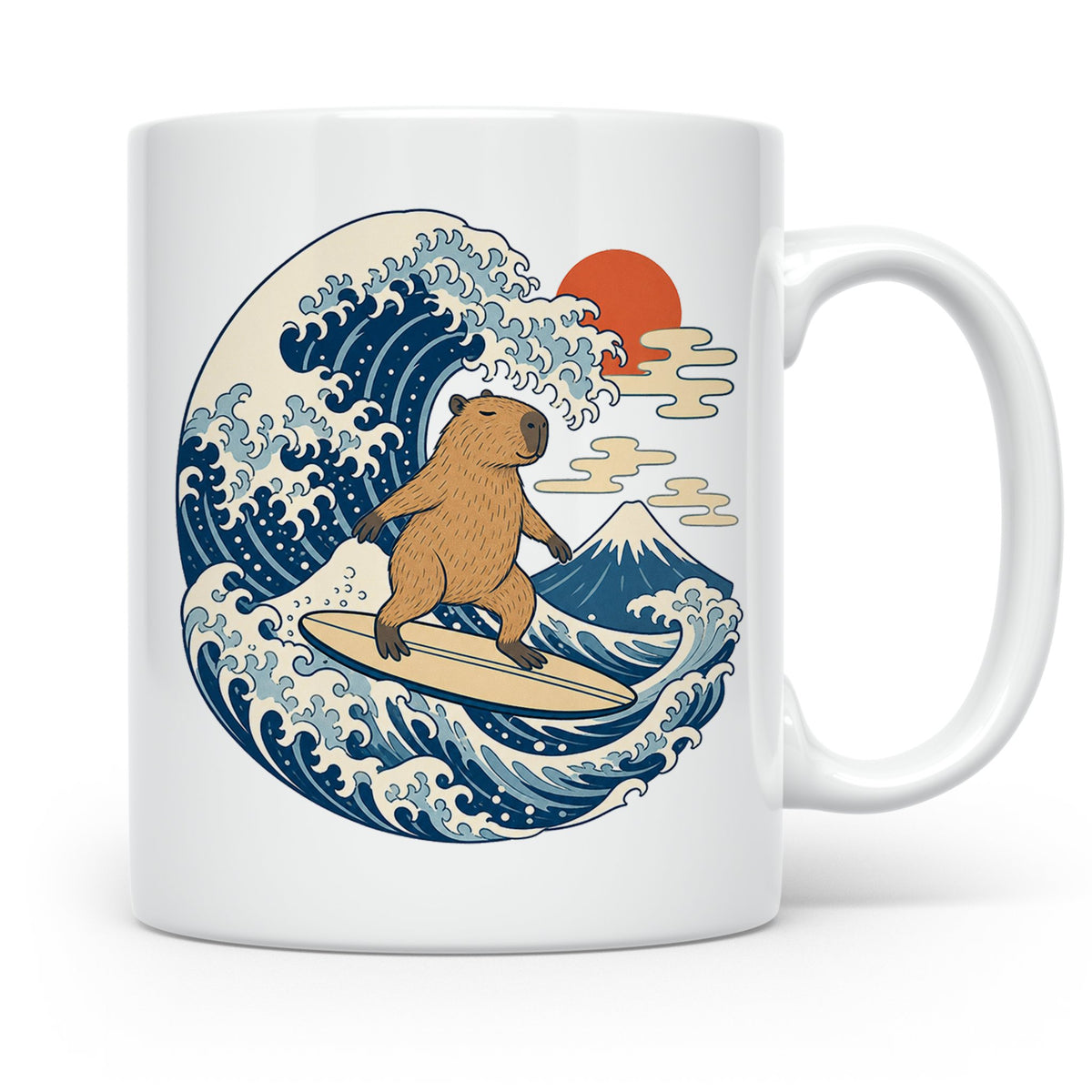Capybara Tasse Surfer Japanische Welle - Geschenk für Capyba – Weiß [farbe:weiß]