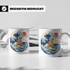 Capybara Tasse Surfer Japanische Welle - Geschenk für Capyba – Weiß [farbe:weiß]