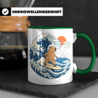Capybara Tasse Surfer Japanische Welle - Geschenk für Capyba – Grün [farbe:grün]