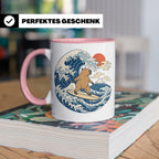 Capybara Tasse Surfer Japanische Welle - Geschenk für Capyba – Rosa [farbe:rosa]