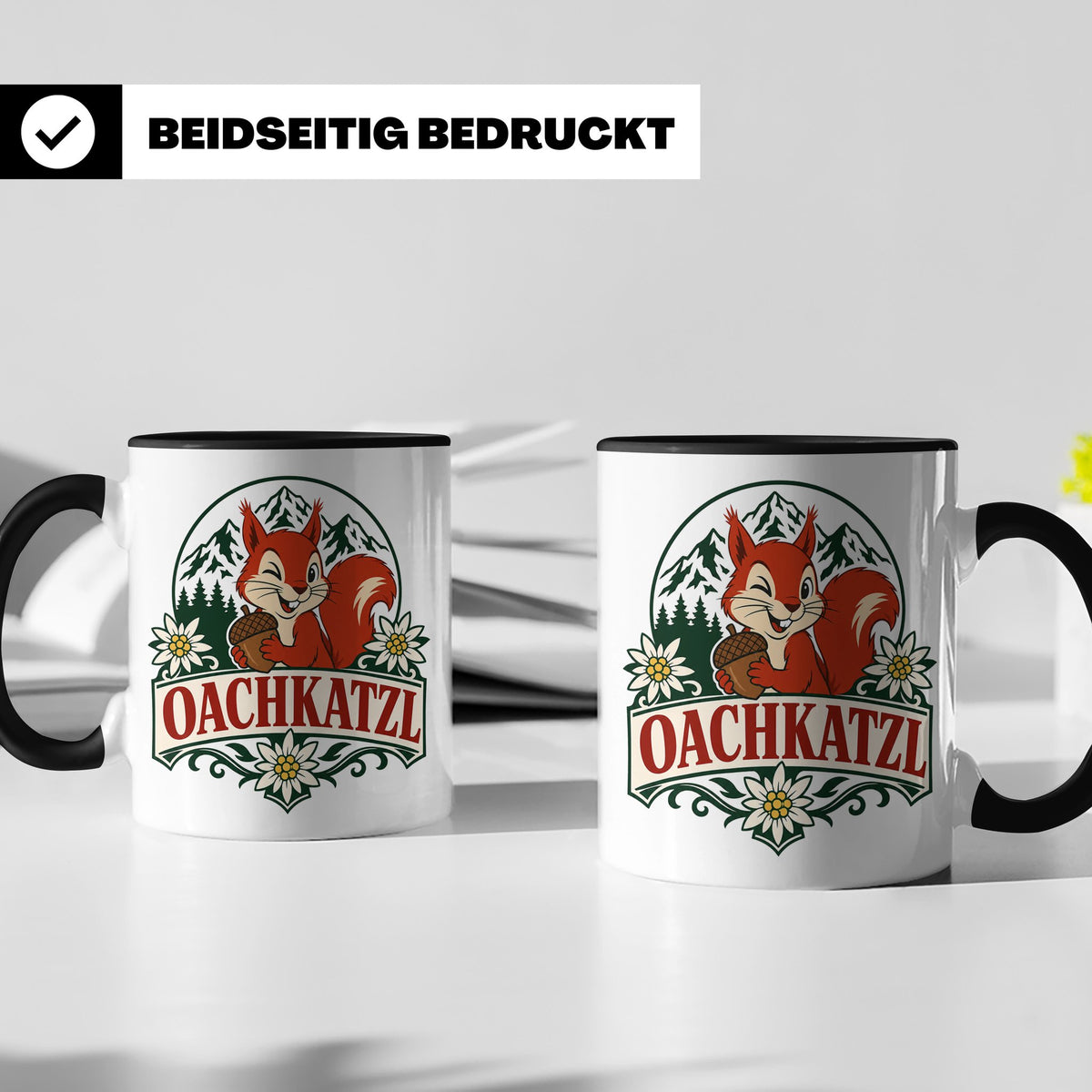 Oachkatzl Tasse - Bayrisches Eichhörnchen Geschenk für Bayer – Schwarz [farbe:schwarz]