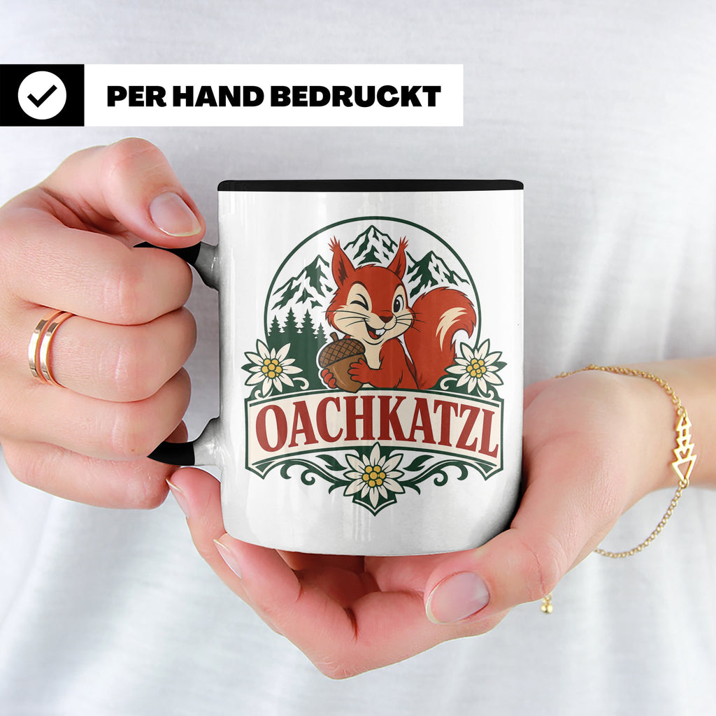 Oachkatzl Tasse - Bayrisches Eichhörnchen Geschenk für Bayer – Schwarz [farbe:schwarz]