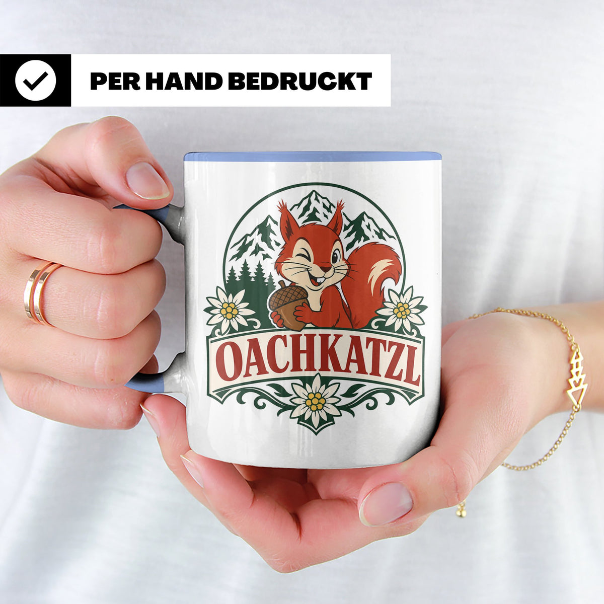 Oachkatzl Tasse - Bayrisches Eichhörnchen Geschenk für Bayer – Blau [farbe:blau]