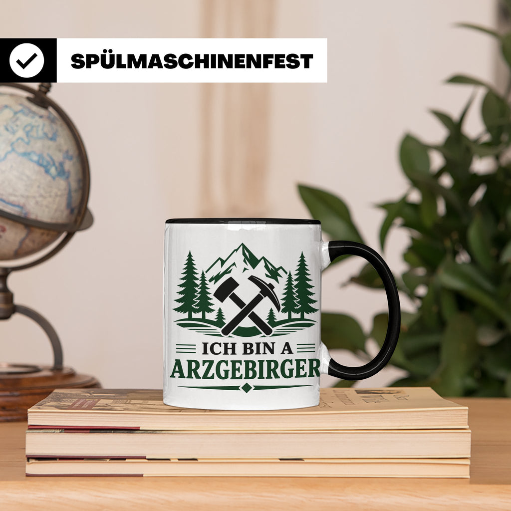 Erzgebirge Tasse Ich bin a Arzgebirger - Geschenk für Erzgeb – Schwarz [farbe:schwarz]