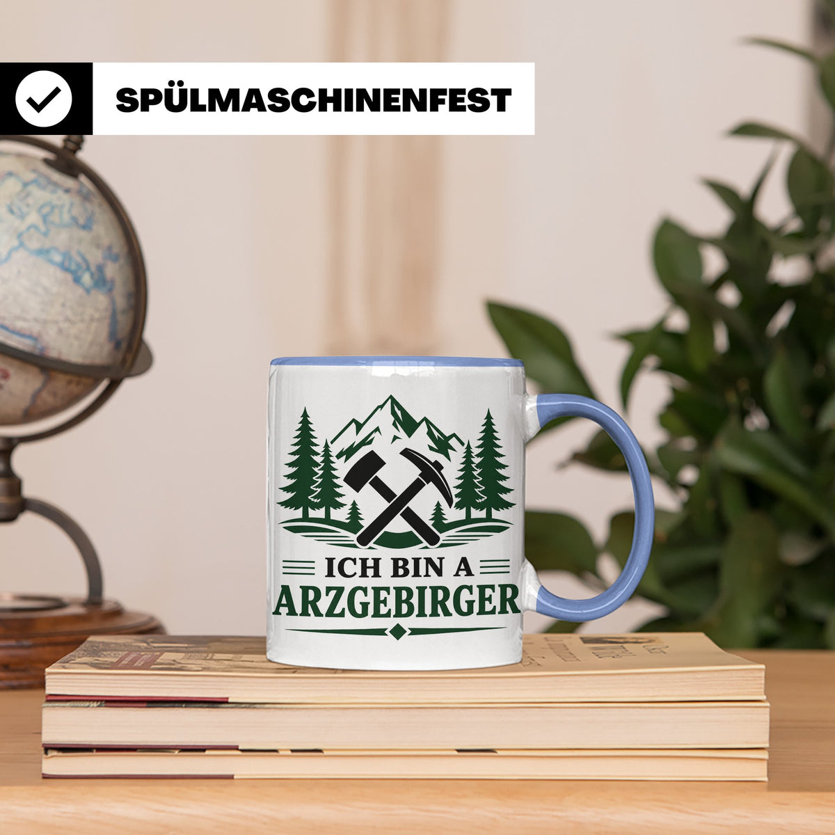 Erzgebirge Tasse Ich bin a Arzgebirger - Geschenk für Erzgeb – Blau [farbe:blau]