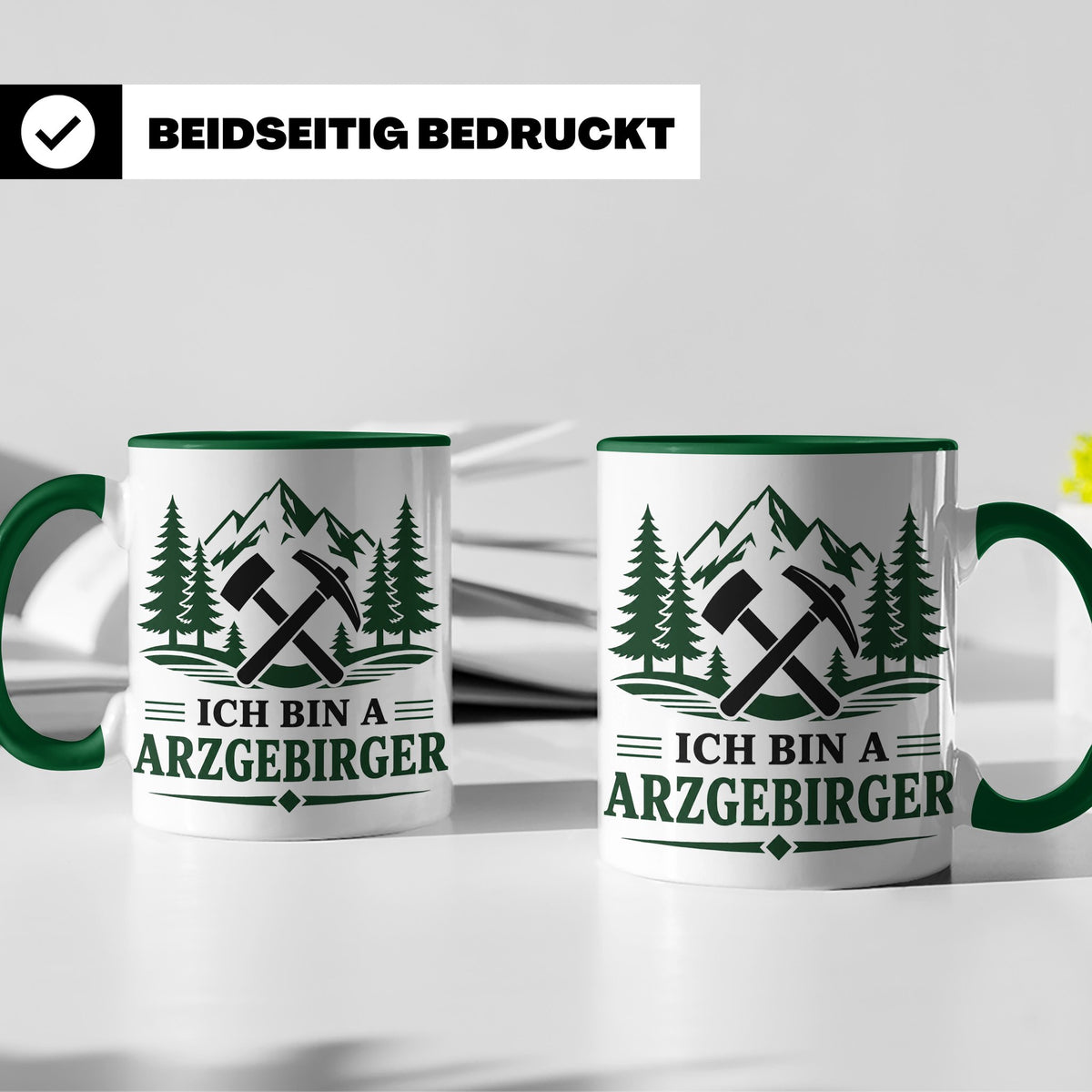 Erzgebirge Tasse Ich bin a Arzgebirger - Geschenk für Erzgeb – Grün [farbe:grün]