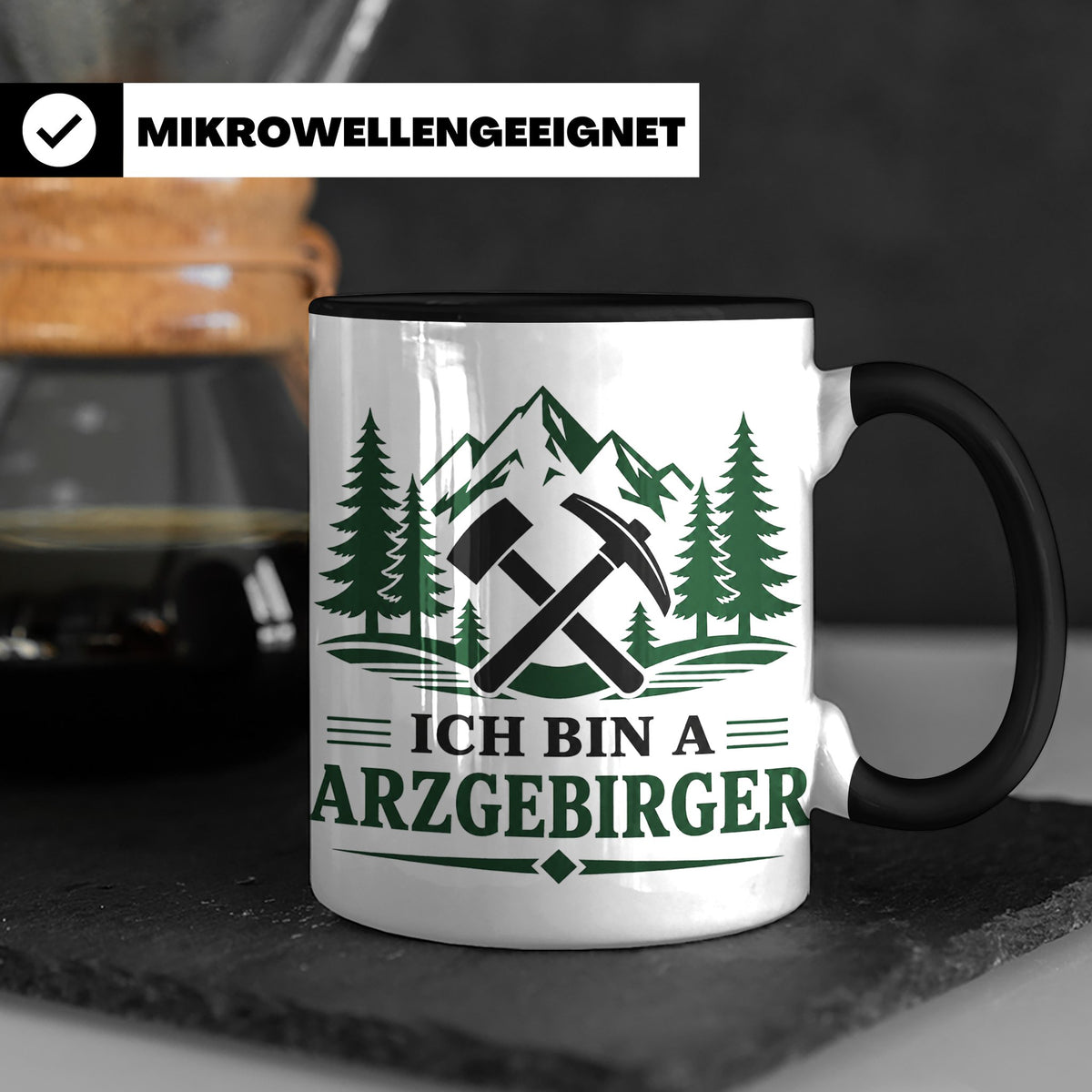 Erzgebirge Tasse Ich bin a Arzgebirger - Geschenk für Erzgeb – Schwarz [farbe:schwarz]