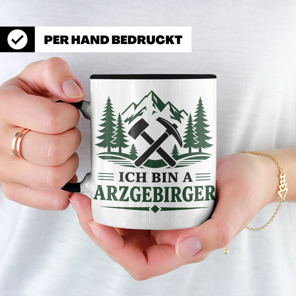 Erzgebirge Tasse Ich bin a Arzgebirger - Geschenk für Erzgeb – Schwarz [farbe:schwarz]