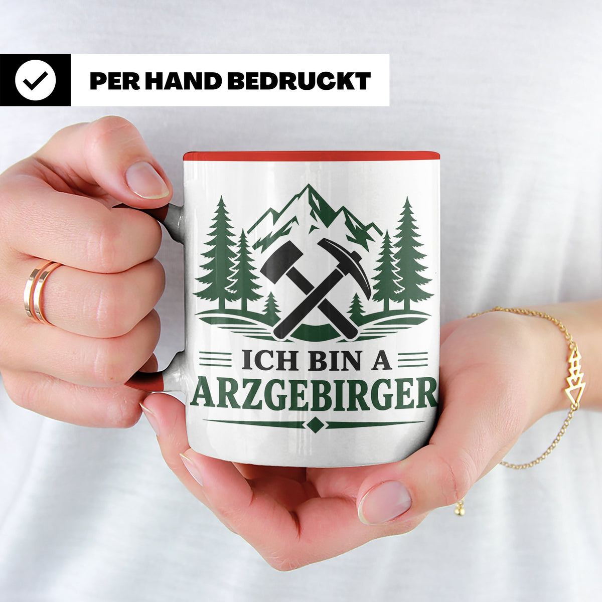 Erzgebirge Tasse Ich bin a Arzgebirger - Geschenk für Erzgeb – Rot [farbe:rot]