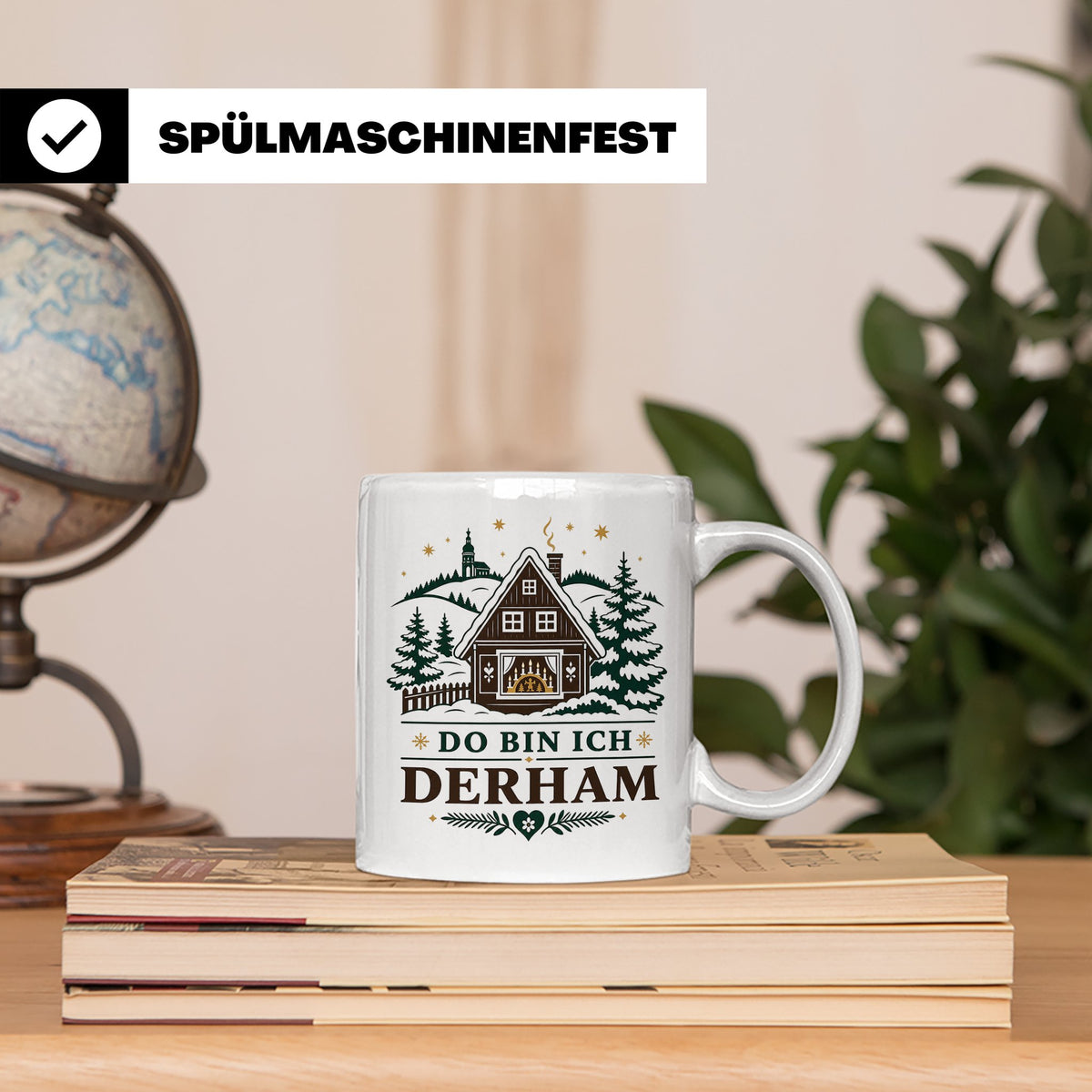 Erzgebirge Tasse Do bin ich derham - Geschenk für Erzgebirge – Weiß [farbe:weiß]