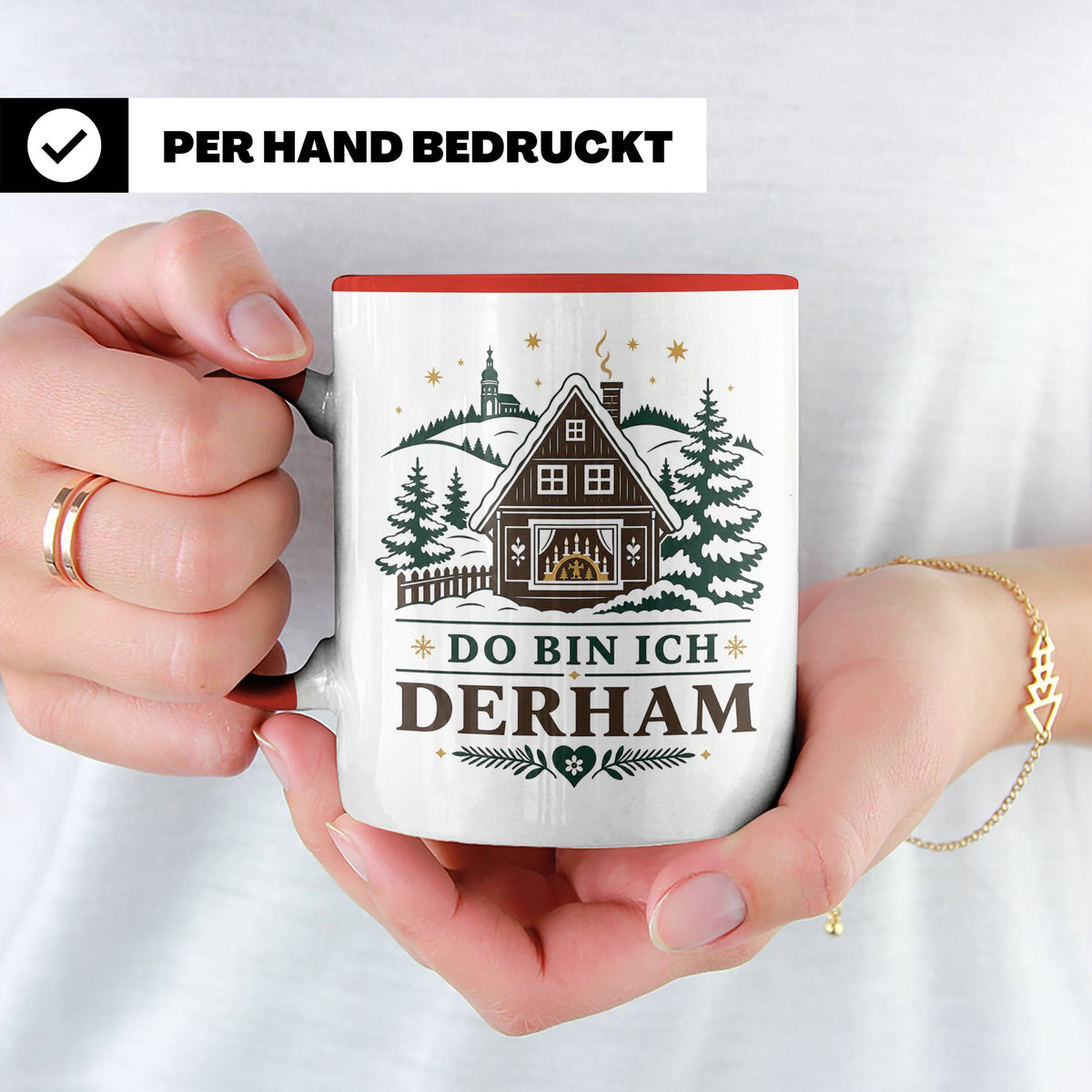 Erzgebirge Tasse Do bin ich derham - Geschenk für Erzgebirge – Rot [farbe:rot]