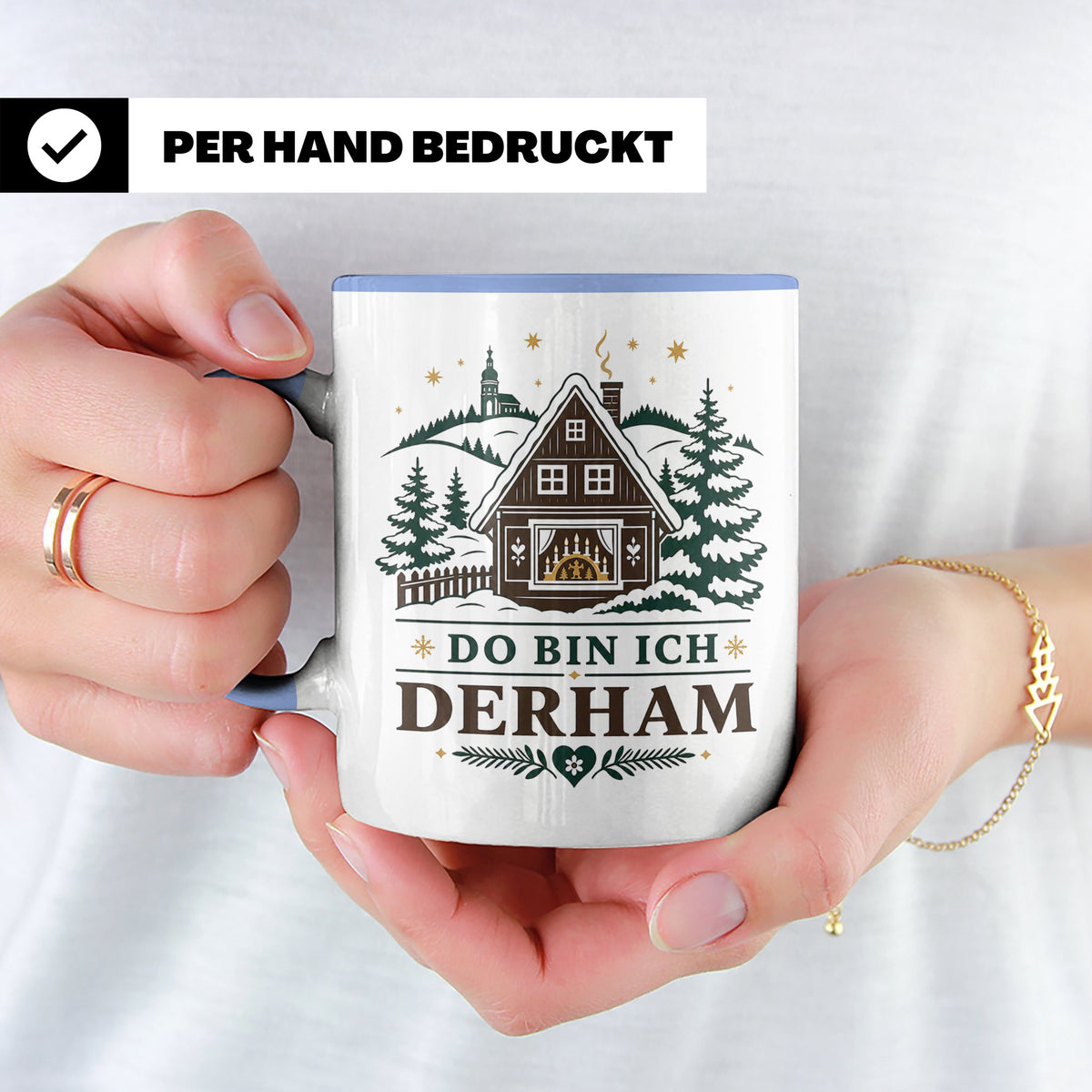 Erzgebirge Tasse Do bin ich derham - Geschenk für Erzgebirge – Blau [farbe:blau]