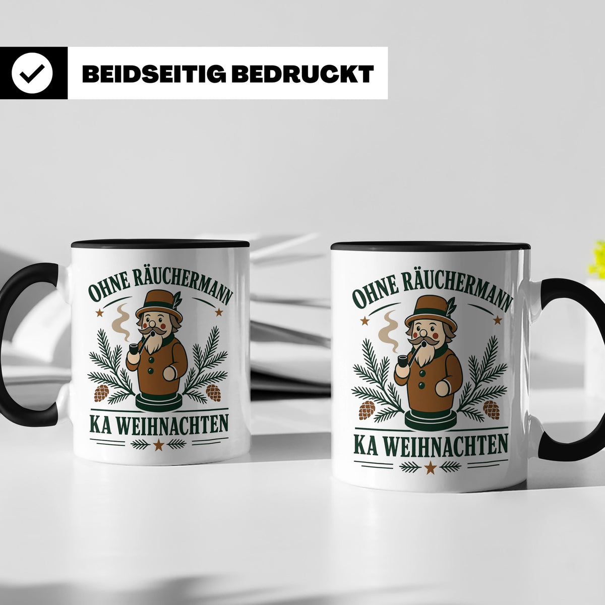 Erzgebirge Tasse Ohne Räuchermann ka Weihnachten - Geschenk  – Schwarz [farbe:schwarz]