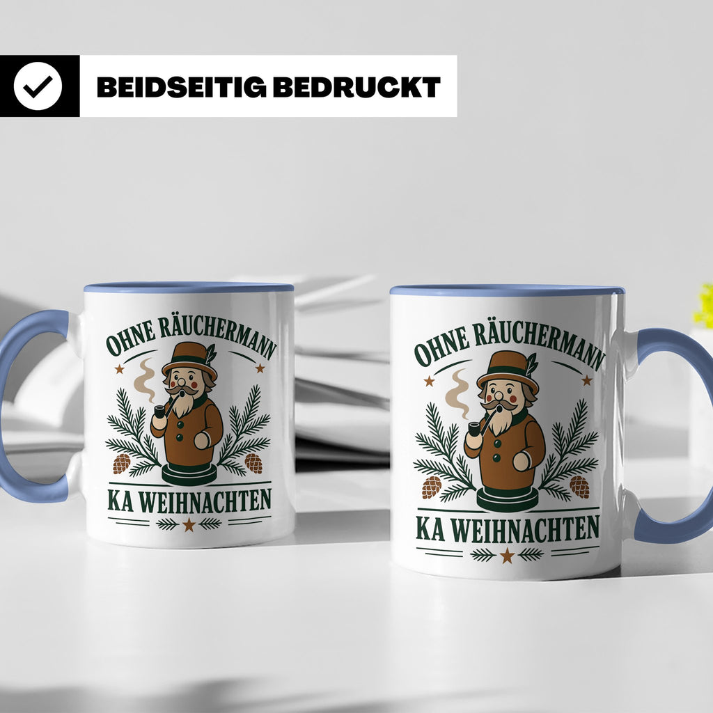 Erzgebirge Tasse Ohne Räuchermann ka Weihnachten - Geschenk  – Blau [farbe:blau]