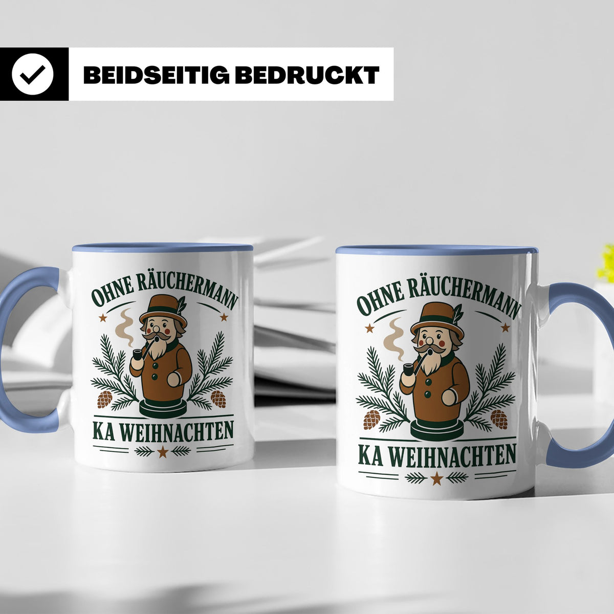 Erzgebirge Tasse Ohne Räuchermann ka Weihnachten - Geschenk  – Blau [farbe:blau]