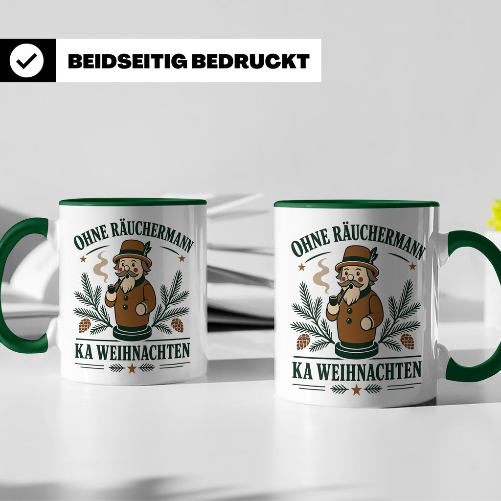 Erzgebirge Tasse Ohne Räuchermann ka Weihnachten - Geschenk  – Grün [farbe:grün]