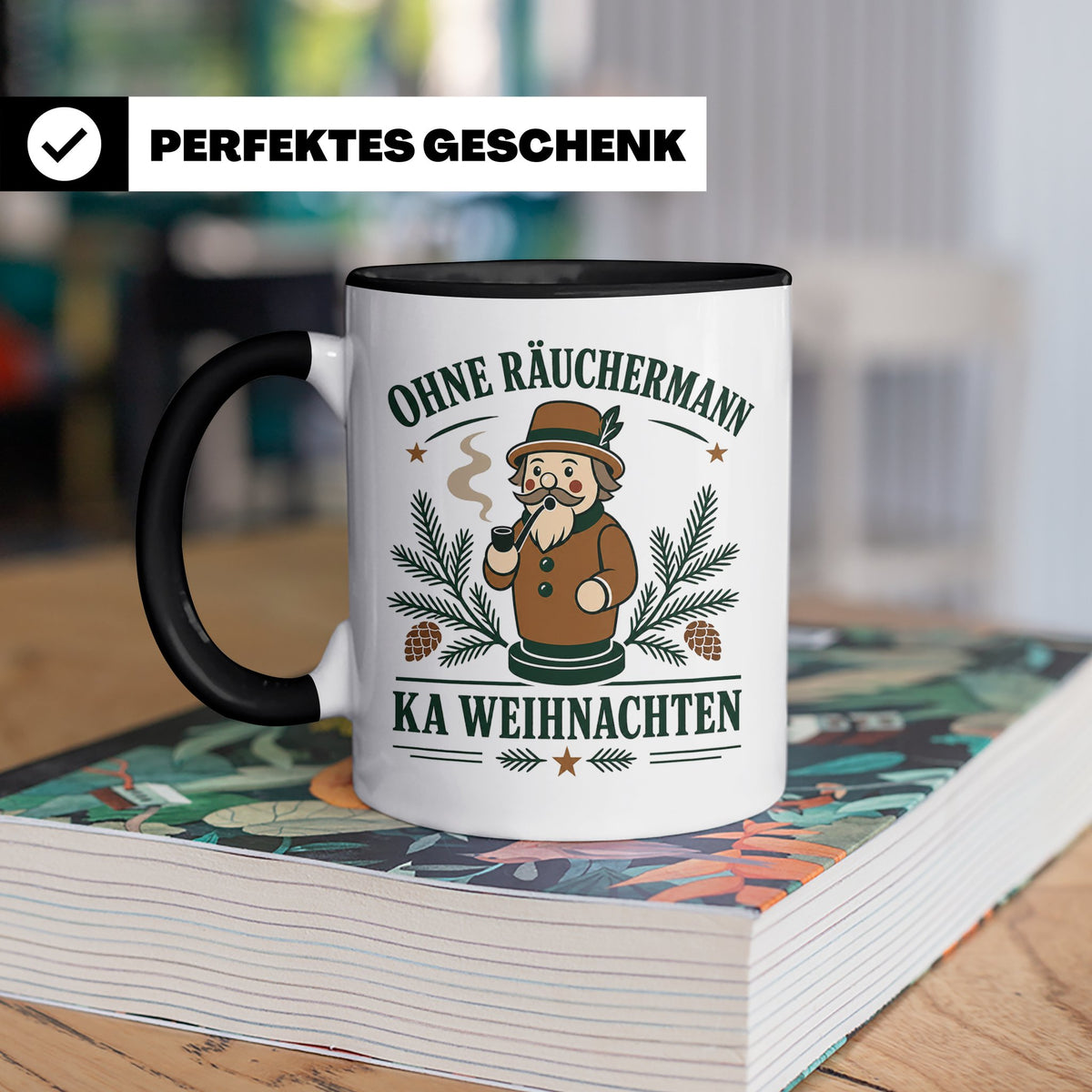 Erzgebirge Tasse Ohne Räuchermann ka Weihnachten - Geschenk  – Schwarz [farbe:schwarz]