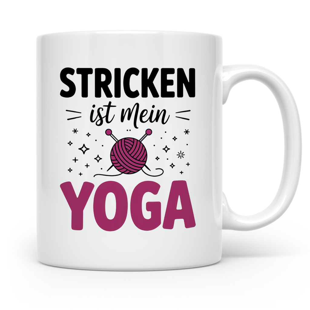 Stricken Ist Mein Yoga Tasse - Stricknadeln, Wolle, Handarbe – Weiß [farbe:weiß]